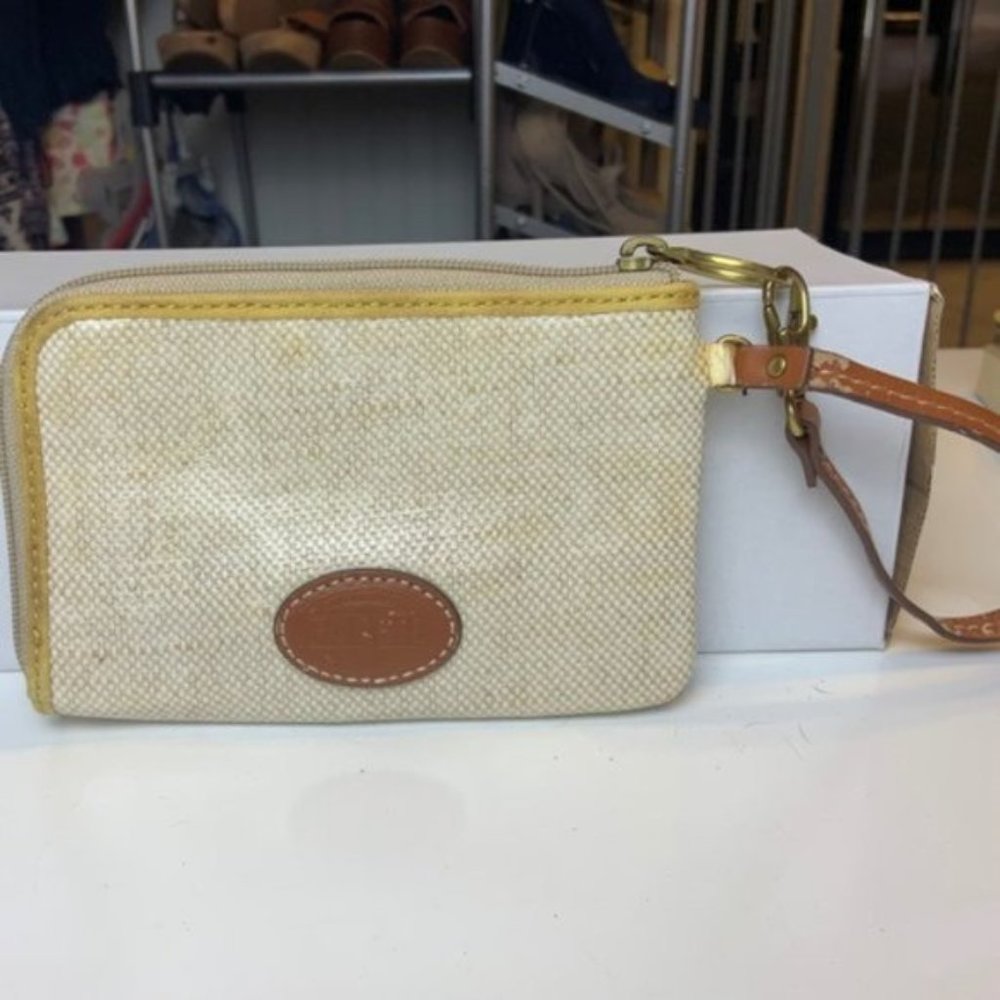 Fossil Polka Dot Straw Canvas Yellow Key-Per Wrist